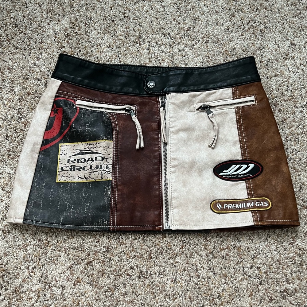 Jaded London Daytona Vegan Leather Mini Skirt